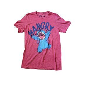 Disney Women's Lilo and Stitch Red Graphic Print T Shirt Crew Neck Short Sleeve‎